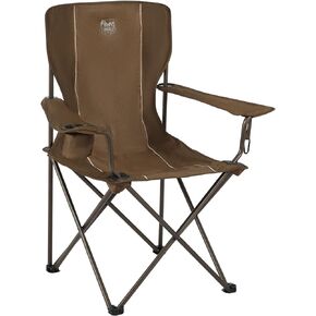 TIMBER RIDGE Collapsible Armrests Cup Holder & Carry Mat & Pet Leash Heavy Duty Foldable Chair for Outdoor Lounge Lawn Beach, Support 300 lbs, Earth Brown