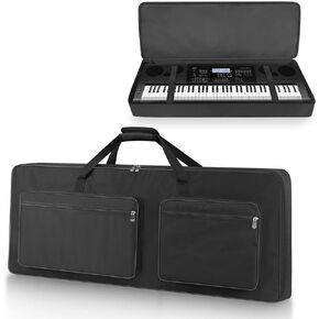 76 Key Piano Keyboard Case Bag 46.46" x 5.11" x 17.91"，Portable Padded Keyboard Gig Bag with Handles and Adjustable Backpack Straps with 4-Pocket for Keyboard Accessaries (Black)