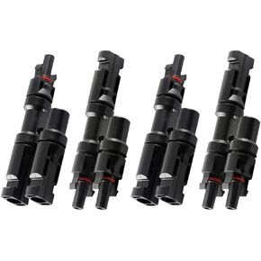 2 Pairs T/Y Branch Cable Connectors 2 to 1 Cable Splitter for Solar Panel System Connectors MMF and FFM Splitter Coupler Wire Branch