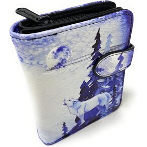 Shag Wear Mystic Wolves Stylish Small Animal Wallet for Women and Teen Girls Vegan Faux Leather 4.5"