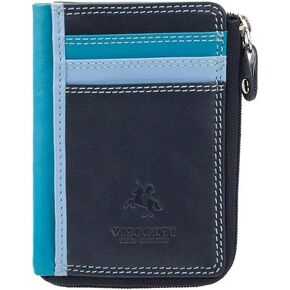 VISCONTI RB110 Phi Phi Womens Leather Slim Zipped ID Credit Card Holder Wallet/Purse (Blue)
