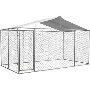 Large Outdoor Dog Kennel with Roof, Galvanized Steel Dogs Cage Fence House w/Lock, Anti Rust Chain Link Pet Enclosure Pen Weather Resistant for Backyard, 157.2 x 90 x 91.2 Inch in Saudi Arabia