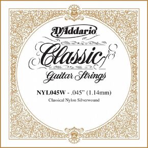 D'Addario NYL019W Silver-plated Copper Classical Single String, 019