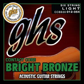 Strings - Contact Core Bright Bronze Acoustic Guitar Strings - Model: CCBB30 - Light Gauge - .012-.054