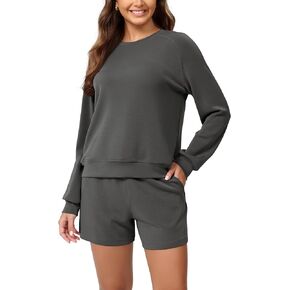 سويت شيرت ODODOS Modal ناعم بأكمام طويلة للنساء بلوفر برقبة دائرية كبيرة الحجم in Kuwait