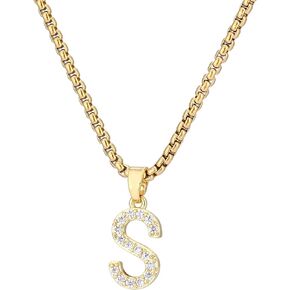 Initial Necklaces for Women Girls Gold Plated Cubic Zirconia Chain Necklace Letter Pendant Initial Choker Necklace Gold Necklaces for Women