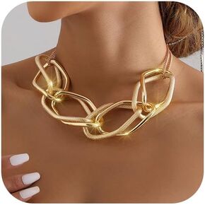 Jovono Chunky Choker Necklace Gold Circle Collar Necklaces Chain Layered Thick Necklace Accessories for Women and Girls
