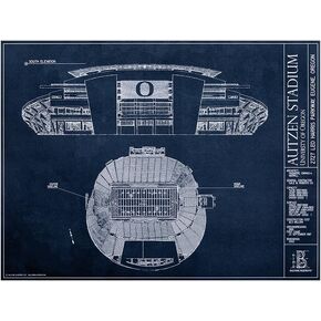 Autzen Stadium Blueprint Style Print