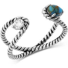 Montana Silversmiths Women's Stars And Sky Crystal Turquoise Open Ring Silver One Size