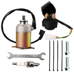 GY6 Starter Motor＋Starter Relay Solenoid Compatible with 50cc 150cc 200cc 250cc ATV Go Karts ATV Scooter Moped Dune Buggys Quad 4 Wheelers TAOTAO Baja，4-Stroke GY6 Engine（Teeth: 9）