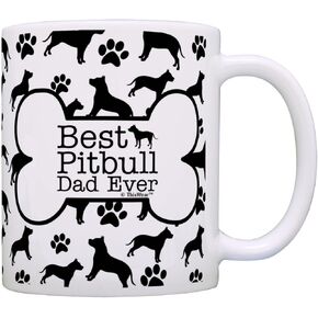 ThisWear Dog Owner Best Pitbull Dad Ever Paw Pattern Coffee Mug Tea Cup Bone Pattern