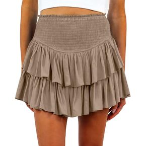 Womens Pleated Mini Skirt High Waisted Skorts Ruffle A Line Ruched Casual Skort Y2K Skater Skirts