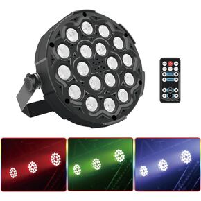 72W 18LED Par Lights for Stage Lighting, Dj Wash Lights with Remote, Disco Par Can Lights for Party Indoor, Sound Activated Stage Lights for Church, Musical Festival,Halloween Party,Live Show