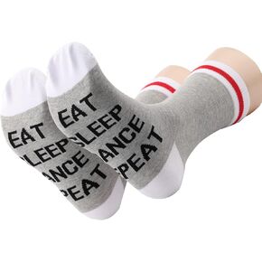 PXTIDY 2 Pairs Dance Socks For Women Dancers Eat Sleep Dance Repeat Dance Gift Socks Dance Team Gifts Dance Teacher Gift