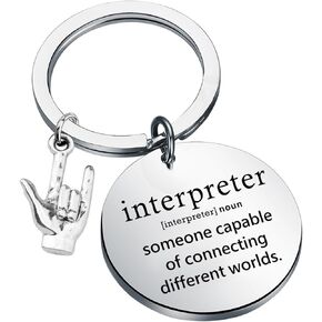 ENSIANTH Interpreter Keychain Sign Language Teacher Thank You Gift Interpreter Deaf Charm ASL Hand Gesture Translator Gift