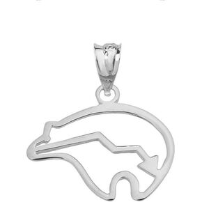 Fine Sterling Silver Heartbeat Lifeline Zuni Bear Charm Pendant