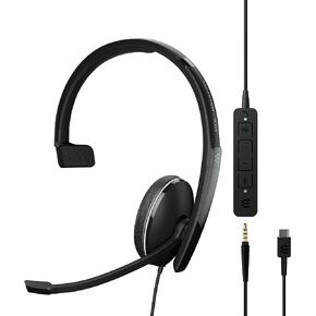 EPOS | Sennheiser Adapt 135T USB-C II (1000904) - Wired, Single-Sided Headset - 3.5mm Jack/USB-C Connectivity, MS Teams Certified-UC Optimized-Superior Sound-Enhanced Comfort-Call Control - Black