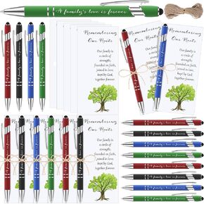 12 Set Family Reunion Favors a Family's Love Is Forever Ballpoint Pen with Stylus Tip Metal Ballpoint Pen Remembering Our Roots Cards with Twine Gift for Family Gathering Party Supplies