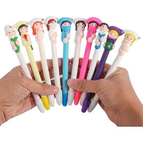 Bestgrew® 10pcs Doctor and Nurse Polymer Caly Ball Point Pens Cute Novelty Lovely Cartoon for Writing Stationery School Office Supplies