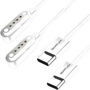 Magnetic Smart Watch Charging Cable Compatible with Apple, Samsung, and Fitness Watches, Quick Charge USB Type-C, 7.62mm with 4-Pin Connections (USB Type-C [2 Feet], Black)