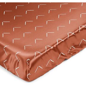Sweet Jojo Designs Orange Rust Boho Arrow Boy Girl Gender Neutral Baby Satin Fitted Crib Sheet Infant Newborn Nursery Toddler Bed Room Standard Ivory Modern Bohemian Farmhouse Southwest Shabby Chic