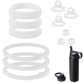 حشية زجاجة مياه بديلة للقارورة الحرارية 12 قطعة، حشية سيليكون بديلة للقارورة الحرارية 24oz/32oz/40oz/64oz غطاء زجاجة مياه بماصة، غطاء مضغ، صنبور مضغ، فتحة تهوية in Kuwait