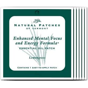 Natural Patches Of Vermont Lemongrass Mental Focus & Energy Essential Oil Body Patches, Single Patch Pouch, Units (Pack of 6) in Kuwait