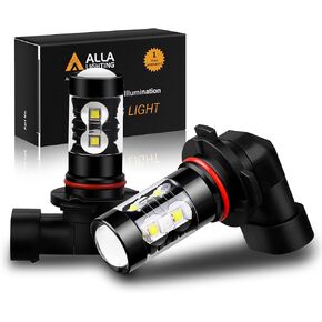 Alla Lighting 2400 Lumens 9006 HB4 LED Fog Lights Bulbs, 6000K Xenon White Super Bright Fog Lamps Replacement for Cars, Trucks