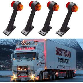 Trailer Side Marker Lights 4x Side Rubber Stalk Marker Light Red/Amber Outline Lamp 12v for Truck Caravan Kenworth Peterbilt Freightliner Western Star Trucks Semi Trailers