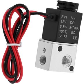 DC 12V/24V 3 Way 2 Position 1/8" BSP Normally Closed Pneumatic Solenoid Air Valve 3V1-06 Brass(Size:DC12V)