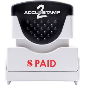 AccuStamp2 Paid Stamp, Shutter Pre-Inked One-Color PAID Stamp, 1/2" x 1-5/8" Impression, Red Ink