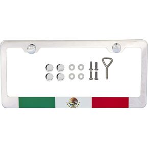 Flag-themed License Plate Frame, High Grade 304 Stainless Steel (British - 2 Pack)