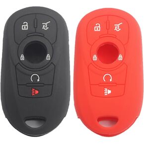 2pcs 5 Buttons Black Silicone Rubber Smart Key Fob Cover Case Protector Holder Compatible with Buick Encore Lacrosse Enclave Envision Regal