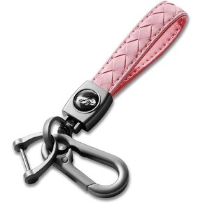 Carabiner Keychain, Universal Heavy Duty Woven Handmade Leather Key Chain, Car Fob Key Keychains with 360 Degree Rotatable Snap Swivel and Anti-Lost D-Ring for Men and Women, Gunmetal - Black