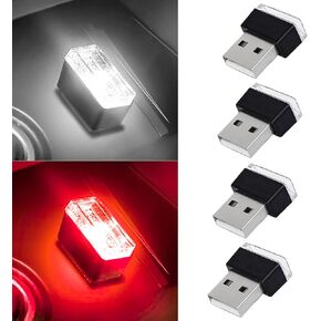 4 PCS USB LED Car Interior Atmosphere Lamp, Portable Mini Auto LED Decor Night Light, Plug-in USB Interface Ambient Lighting Kit, Universal Car Interior Accessories