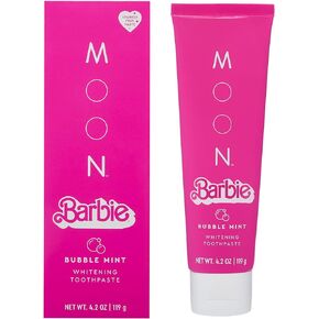 Barbie™ x MOON Bubble Mint Whitening Stain Removal Toothpaste, Fluoride-Free, Bubble Gum Pink, Kids and Adults, Gentle Dental Care, Oral Hygiene, Fresh Breath, (1 Pack)