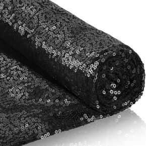 Shimeyao Sequin Fabric by The Yard, Glitter Fabric for Sewing Costumes, Shiny Fabric for Dress Clothing Wedding Backdrop Tablecloth Table Runner Home Decor(Black, 24 Feet 8 Yard)