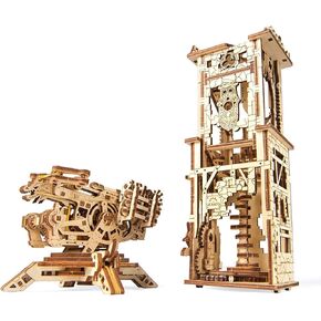 لغز UGEARS Archballista والبرج الخشبي ثلاثي الأبعاد - نموذج ميكانيكي للتجميع الذاتي - مجموعة DIY مقطوعة بالليزر in Kuwait
