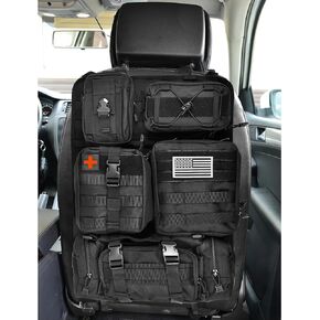 Tactical Seat Back Organizer, Molle Seat Back Organizer Panel With 5 Detachable Multi-Purpose Molle Pouch Fit For Car Trucks Ford Jeep, Black