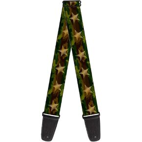 Buckle-Down Guitar Strap Star Camo Olive Gold 2 Inches Wide