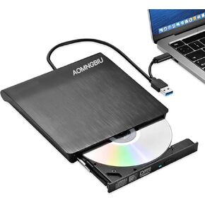 USB 3.0 Slim External DVD RW CD Writer Drive Burner Reader Player Optical Drives for Laptop PC DVD Burner DVD Portatil .Windows XP/7/8/10/11MacOS PC, Silent and high Speed