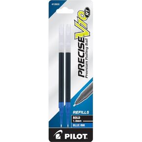 PILOT Precise V10 RT Ink Refills for Bold Pens, 1.0 mm, Blue Ink, 2-Pack (13908)
