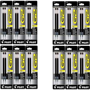 Pilot G2 Gel Ink Refill, 2-Pack for Rolling Ball Pens, Bold Point, Black Ink, Pack Of 12 = 24 Refills