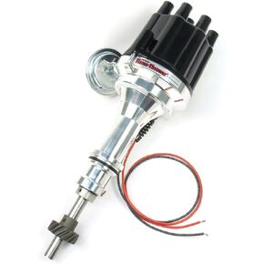 Pertronix D132700 Flame-Thrower Plug and Play Vacuum Advance Black Cap Billet Electronic Distributor with Ignitor II Technology for Ford 351C