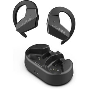 JLab Open Sport Open-Ear Wireless Earbuds, Black, Flexible Earhook, Bluetooth Multipoint, Dual Connect, Safe Listening, Optional Glasses Clip, 24+ Hours Battery Life, Custom EQ Sound Settings in Saudi Arabia