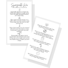 Squeezable Wax Instruction Care Cards Business Cards for Customers | 50 pk | How to Care for and use Your squeezable Scented Aroma Wax 2 x 3.5" in Meltable Wax for Plastic Squeezy Wax Soft Pouches