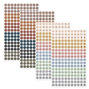 Date Dots 12 Months, Neutral Small Number Stickers, Decorative Planning Stickers, 792 Stickers, 0.30" diameter, Waterproof, Removable (4 Sheets, Matte Vinyl)