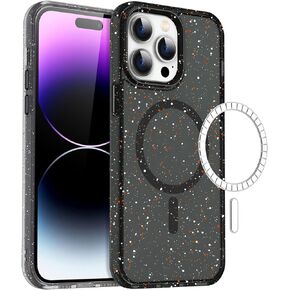 Speckle Magnetic case for iPhone 15 Pro Max Case [Compatible with Magsafe] Translucent Matte Magnetic 15 Pro Max Case Slim Thin Shockproof Bumper Women Men Protective Cases Cover,Purple