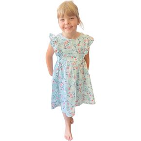 Blue Floral Girls Dress