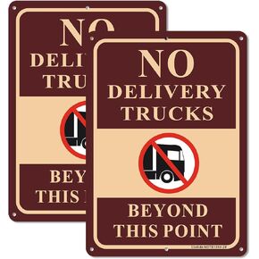 2 Pack No Delivery Trucks Beyond This Point Sign, 10" x 14" Metal Reflective Rust Free Aluminum Sign, Weather Resistant, Waterproof, Durable Ink